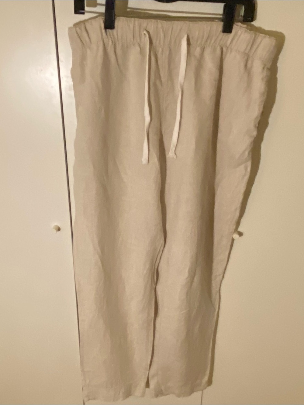 H&M Women’s Drawstring Linen Pants - Beige Size Large